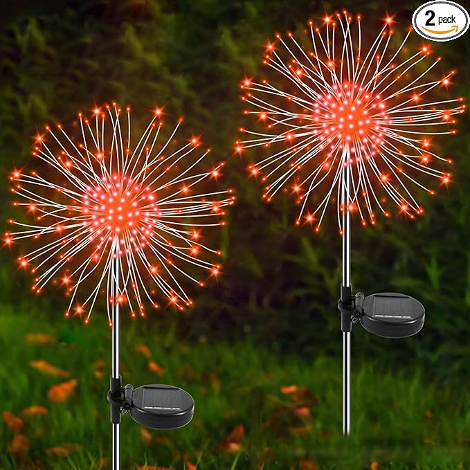 Solar Garden Lights Outdoor, 2 Pack 120 LED Twinkling Firework Lights Decorative by Yaafen