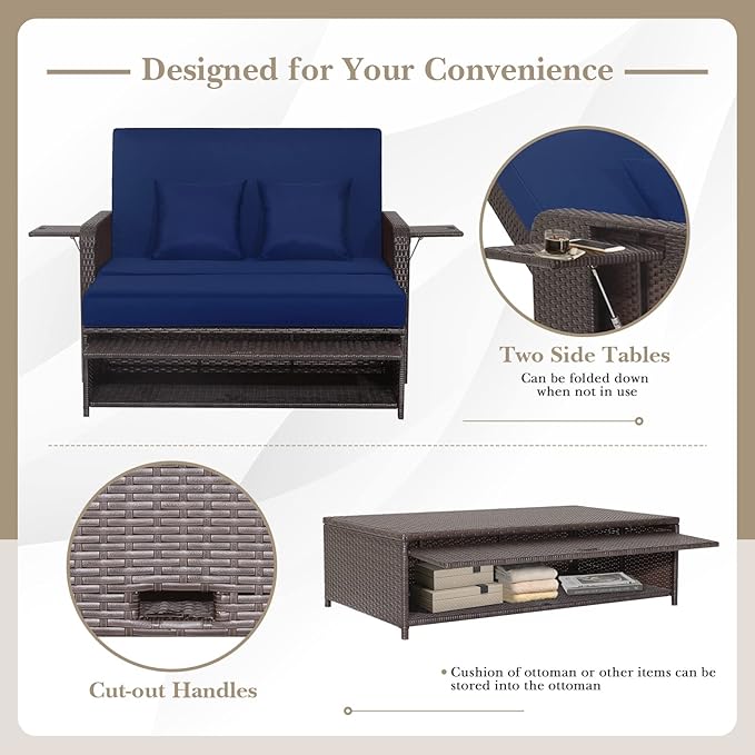 Tangkula Patio Rattan Daybed - Image 7