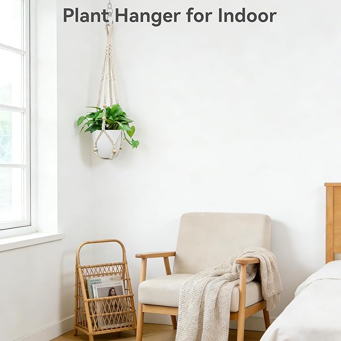USLAI Macrame Plant Hanger Indoor Outdoor, Fits 4 to 15 Inch Pots, Strong - Image 4