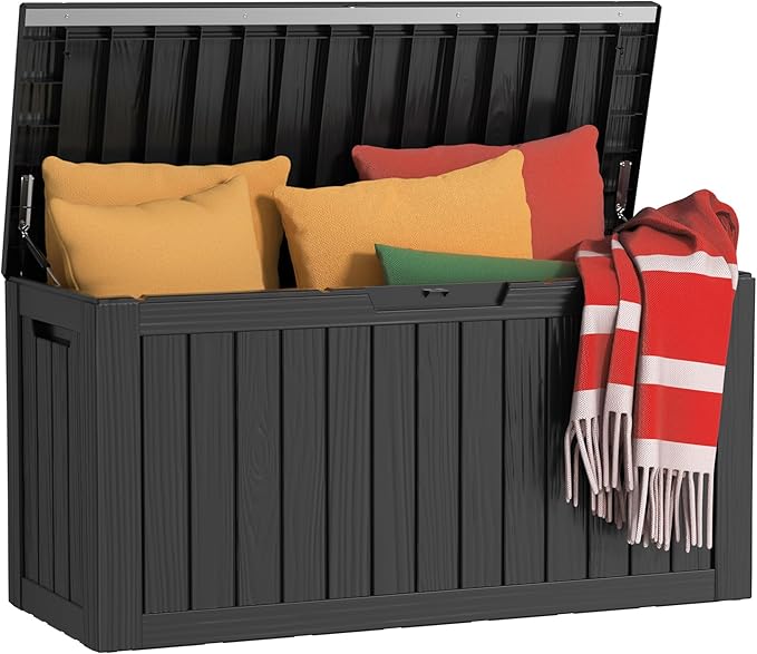 80 Gallon Outdoor Deck Box, Lockable Waterproof Outdoor Storage Boxes by MAIUSCOLI