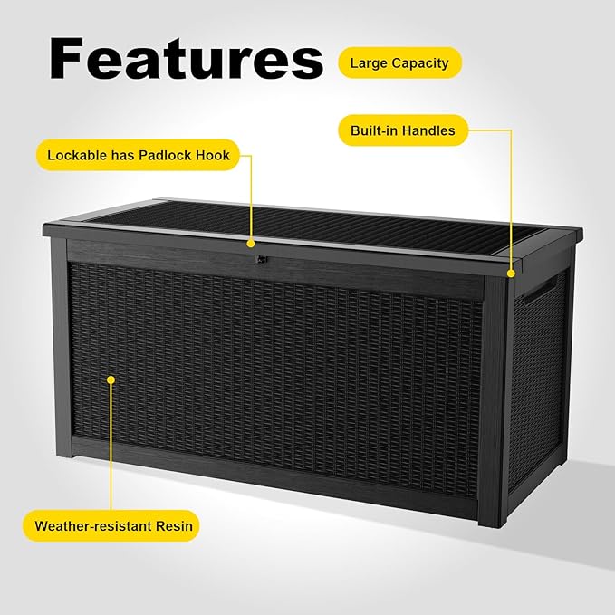 320 Gallon Outdoor Deck Box, Lockable Waterproof Outdoor Storage Boxes - Image 5