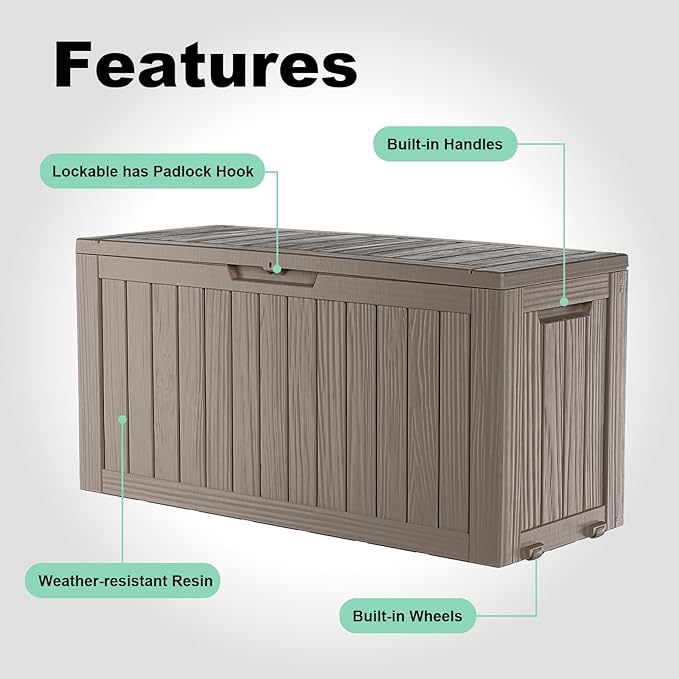 76 Gallon Outdoor Deck Box, Lockable Waterproof Outdoor Storage Boxes - Image 7