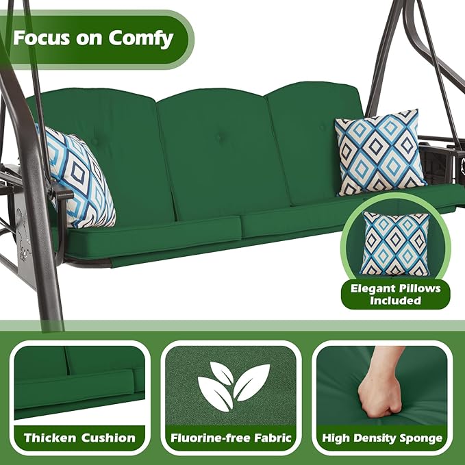 3-Seat Outdoor Porch Swing - Image 4