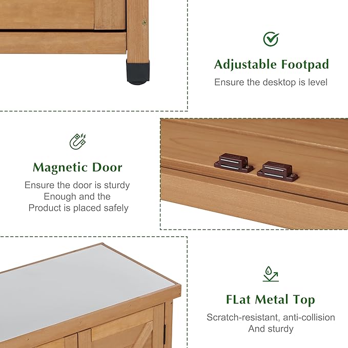 Outdoor Storage Cabinet & Potting Bench Table - Image 6
