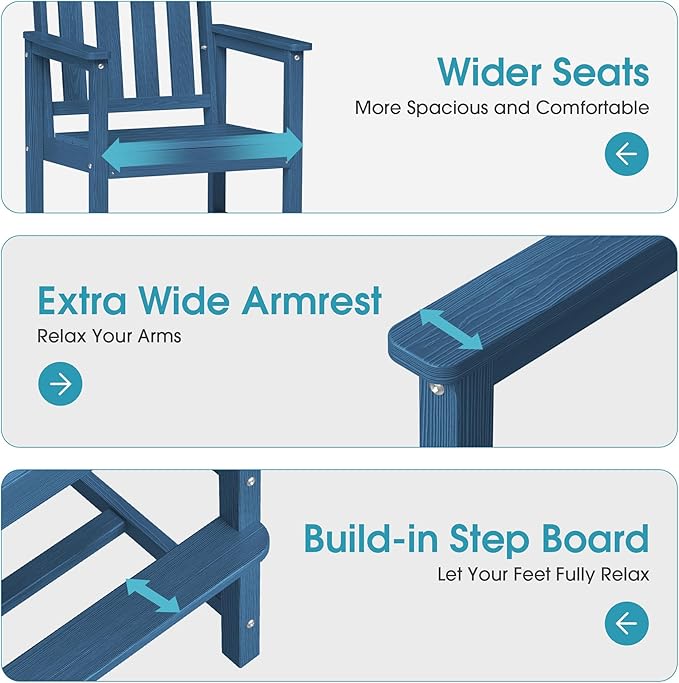 Ciokea Heavy Duty Bar Height Chair, 380lbs Outdoor Adirondack Tall Bar Chair - Image 3