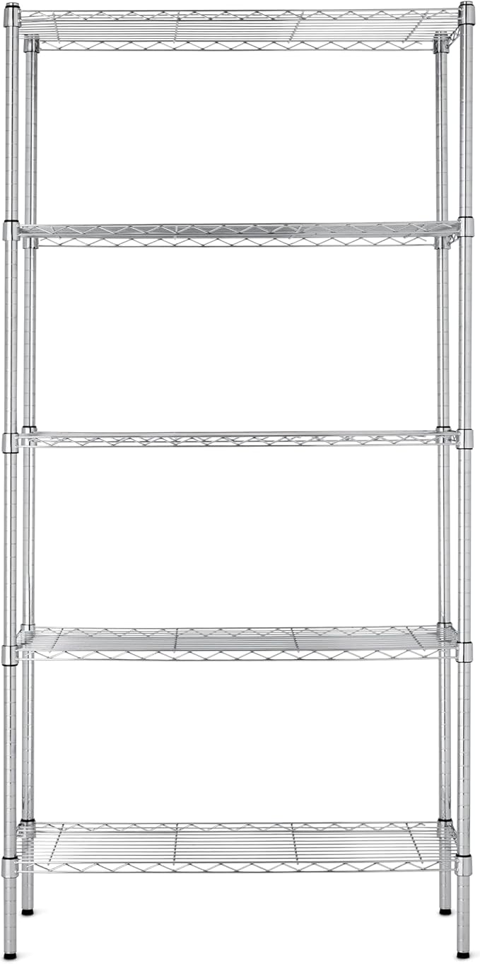 Amazon Basics 5-Shelf Adjustable Heavy Duty Steel Wire Rack, Space Saving - Image 6