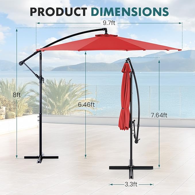 OLIXIS Offset Patio Umbrella, 9.7FT Cantilever Table Umbrellas - Image 5