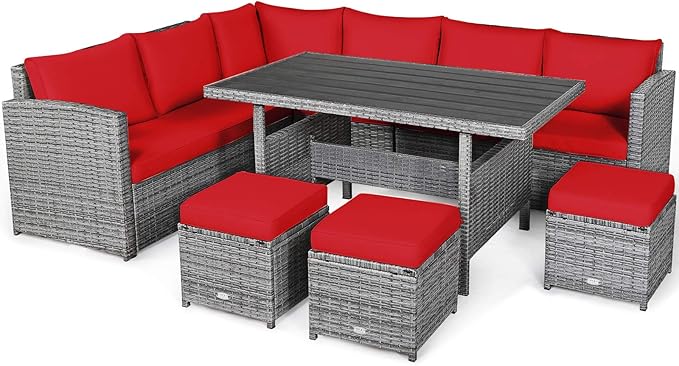 Tangkula 7 Pieces Patio Furniture Set, Outdoor Sectional Rattan Sofa Set - Image 9