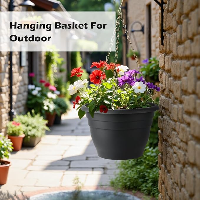 Hanging Planters 10 Inch, Self Watering Hanging Basket - Image 5