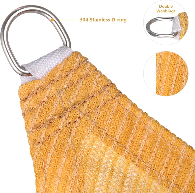 Eden's Decor Straight Flat-Edged Sun Shade Sail Rectangular 12' x 15' Wheat - Image 2