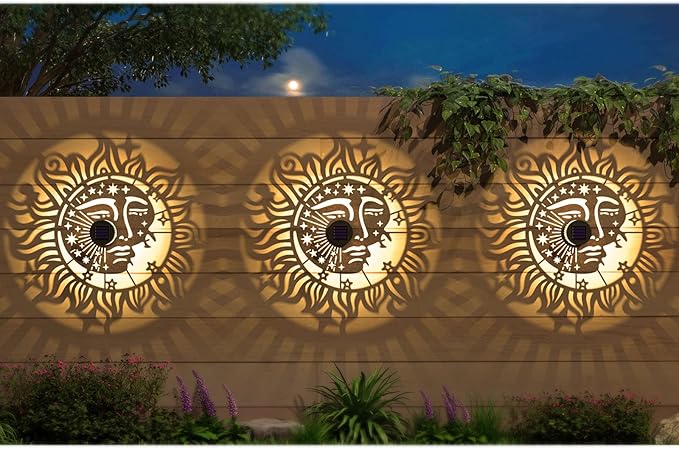 4 Pack Solar Fence Lights Metal Solar Powered Outdoor Wall Deck Step Lights Sun - Image 3