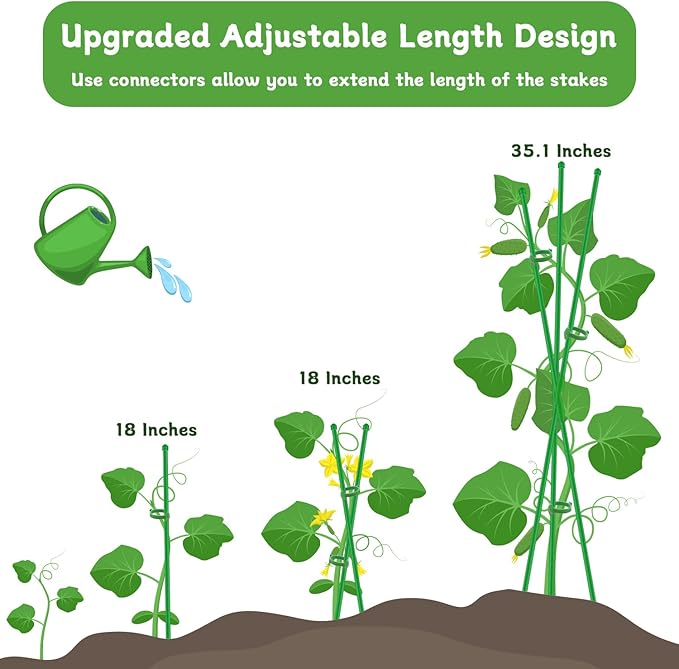 Plant Stakes 18Inch, HAINANSTRY Adjustable Length Garden Stakes, Plant Stakes - Image 5