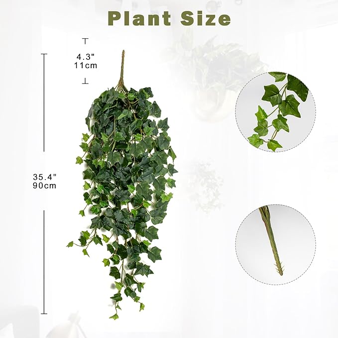 Hollyone Artificial Hanging Plants 36" Fake Ivy Vine Faux Ivy Leaves Hanging - Image 2