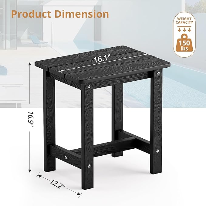LUE BONA Outdoor Side Table, HDPS Small Outdoor Adirondack Side Tables - Image 2