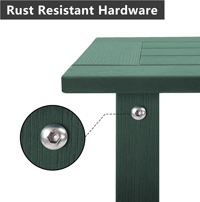 Double Adirondack Side Table Weather Resistant, Outdoor Rectangular End Table - Image 5