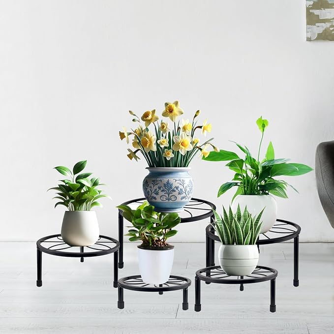 5 Packs Metal Plant Stand Indoor, Outdoor Black Plant Stand - Image 3