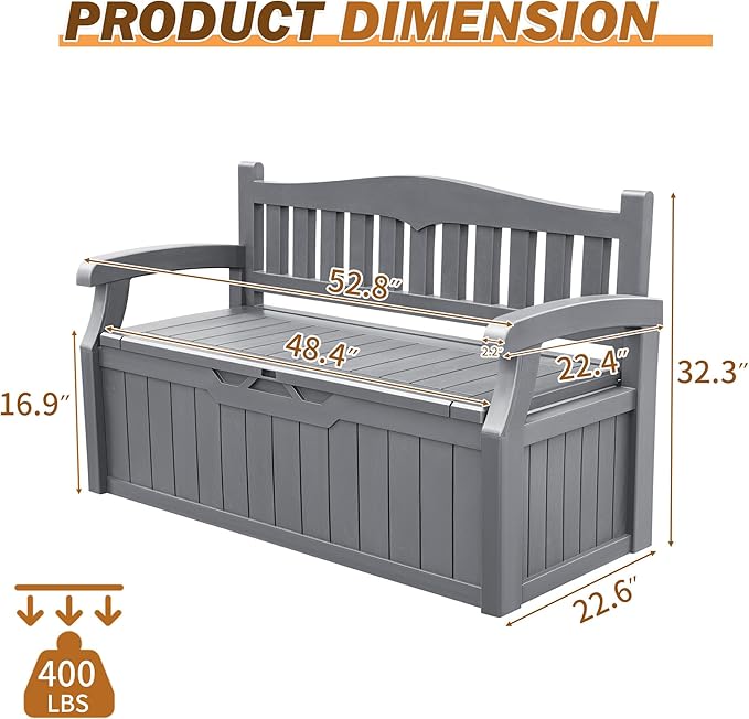 Devoko 80 Gallon Storage Bench Deck Box Lockable - Image 3
