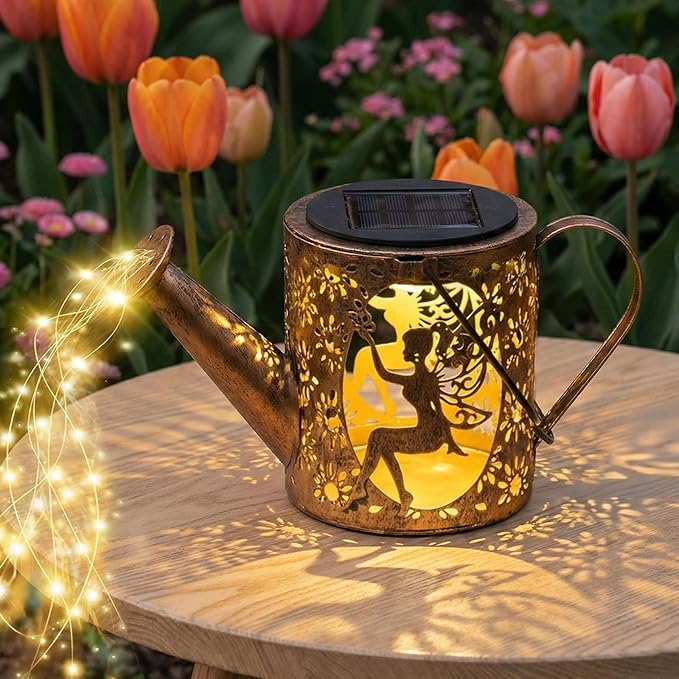 Solar Watering Can Light with Bunny Silhouette Stake & Fairy Design - Image 8