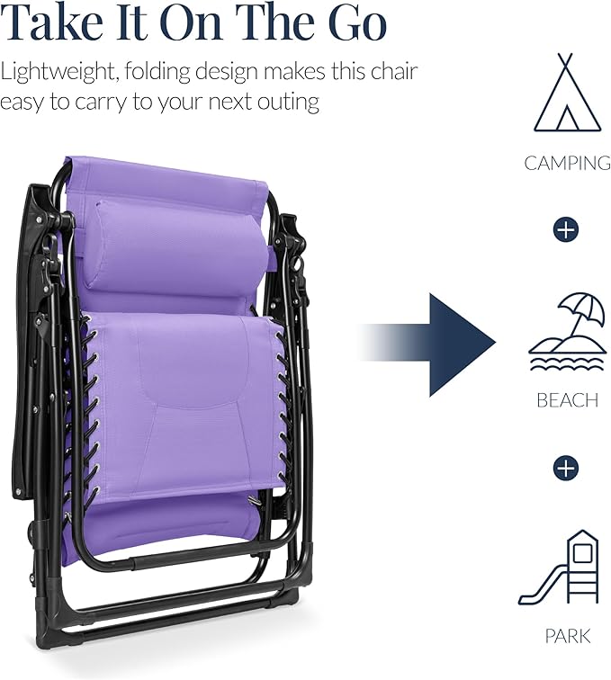 Best Choice Products Oversized Padded Zero Gravity Chair, Folding Outdoor Patio - Image 5