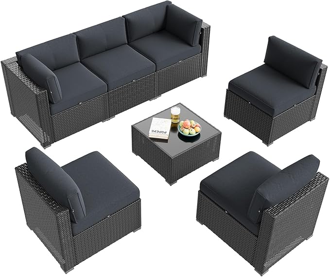 Aoxun Patio Furniture Set, 7 Piece Outdoor Sectional Sofas - Image 9