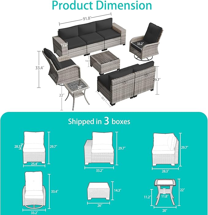 9-Piece Outdoor Patio Furniture Set - Image 5