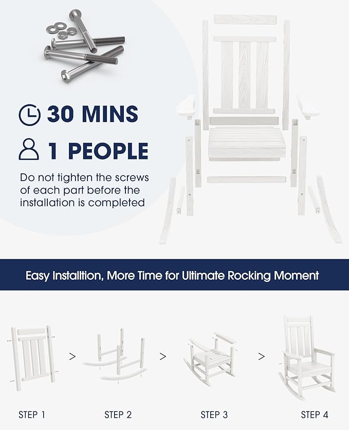 KINGYES Oversized Outdoor Rocking Chair Set of 2, All-Weather Patio Rocking - Image 6