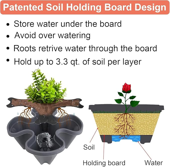 Vertical Planter 4 Tier Stackable Planters Garden Planters Strawberry Herb - Image 3