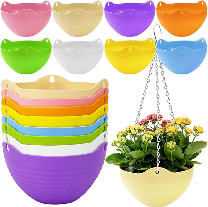 Bvrbaory 8 Pack Multicolor Hanging Planter Pots, 8 Colors Garden Hanging by Bvrbaory