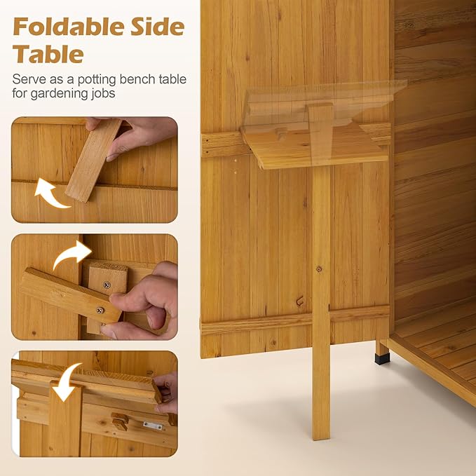 Goplus All-in-One Storage Shed, Vertical Utility Tool Organizer w/Shelves & - Image 4