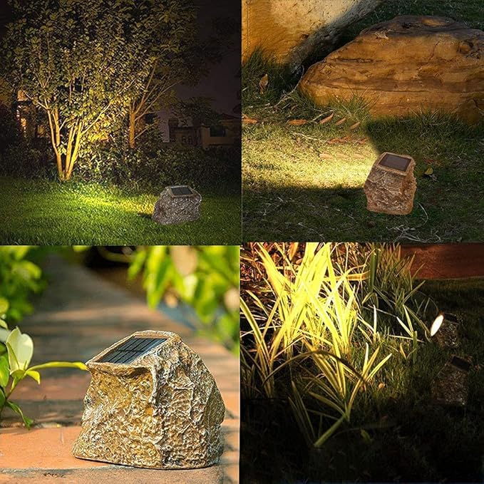 EiGreen 4 Pack Solar Garden Rock Lights Outdoor Decorative, 10 LED Waterproof - Image 2