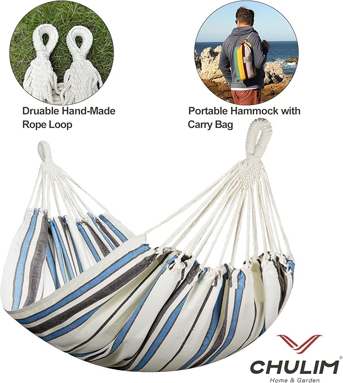 Brazilian Double Hammock with Tree Straps, Extra Large 94x63IN, 2 Persons - Image 5