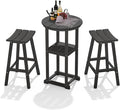 Ciokea 3 Pcs Compact Outdoor Bar Set, Space-Saving Round Bistro Set by CIOKEA