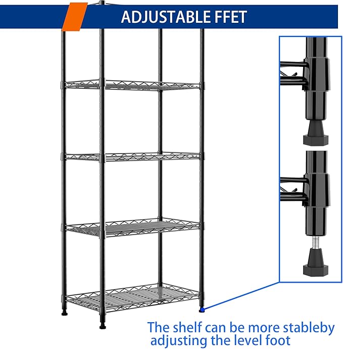 REGILLER 5-Wire Shelving Metal Storage Rack Adjustable Shelves, Standing - Image 7