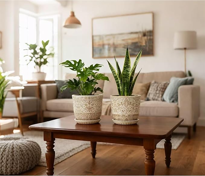 Gepege 6 Inch White Ceramic Planter, Plant Pot - Image 4