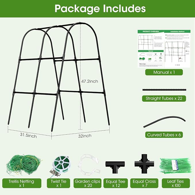 Cucumber Trellis for Raised Bed, U-Shape Garden Trellis for Climbing Plants - Image 9