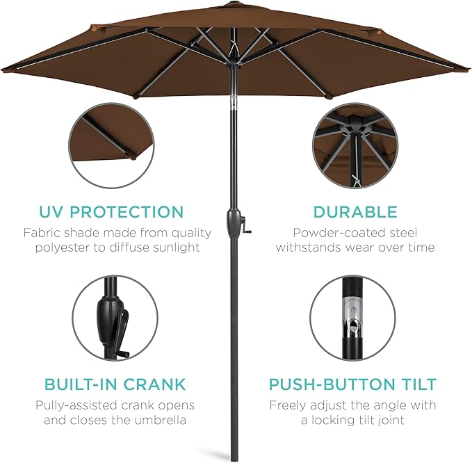 Best Choice Products 7.5ft Heavy-Duty Round Outdoor Market Table Patio Umbrella - Image 5
