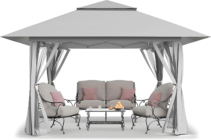 CROWN SHADES 11X11 Outdoor Pop Up Gazebo Base 10X10 Patio Gazebos Patented by CrownShades