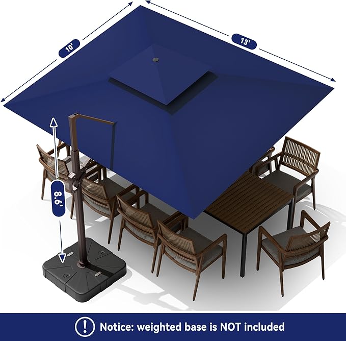 10 X 13 FT Cantilever Outdoor Patio Umbrella - Image 9