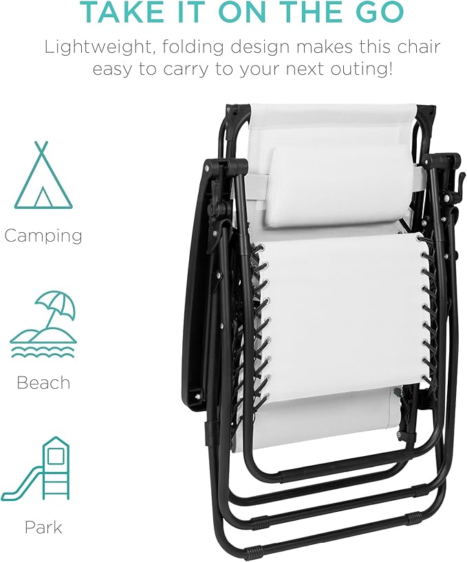 Best Choice Products Folding Zero Gravity Outdoor Recliner Patio Lounge Chair - Image 7