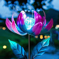 Solar Purple Metal Flower Wind Spinners, Colorful Spinning Windmill Lotus Yard by AIINY