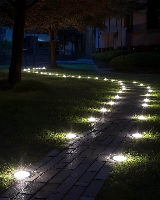 Biling Solar Ground Lights Outdoor 8 Packs, 12 LEDs Bright Flat Solar Lights - Image 2