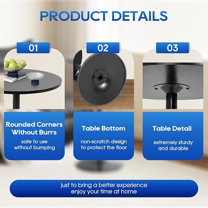 FDW Bistro Pub Table 2 Pack 40 Inch Height Cocktail Table Round Bistro Bar Table - Image 4