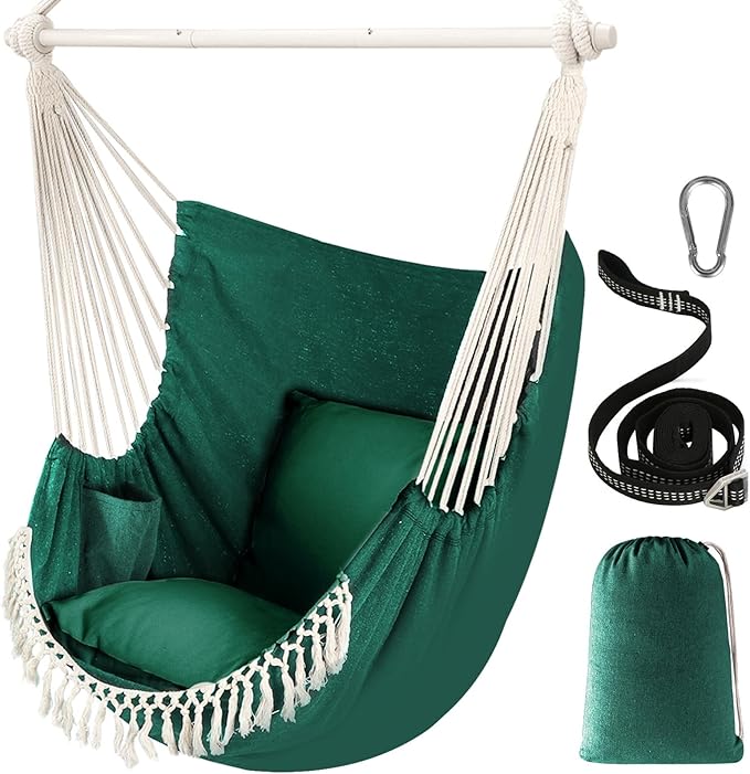 Chihee Hammock Chair Hanging Swing Max 500 Lbs 2 Cushions Included Metal by Chihee