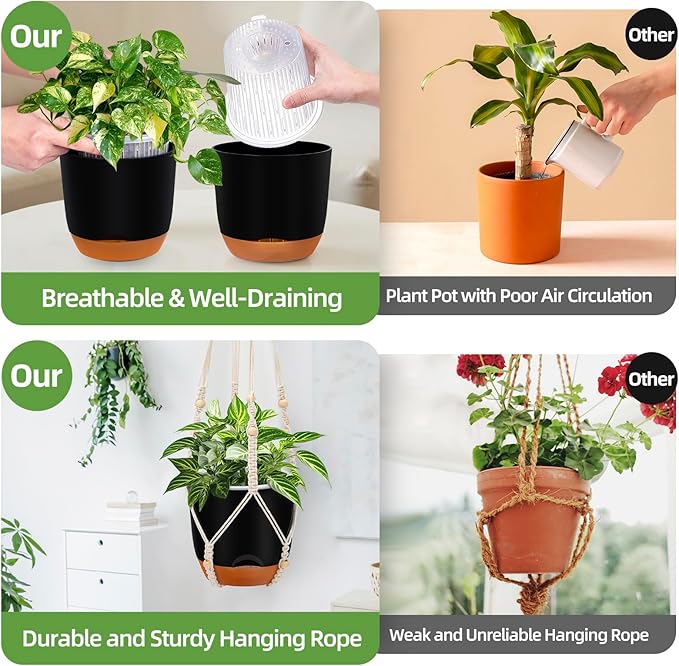 2-Pack 7.2-Inch Self-Watering Hanging Planters - Image 2