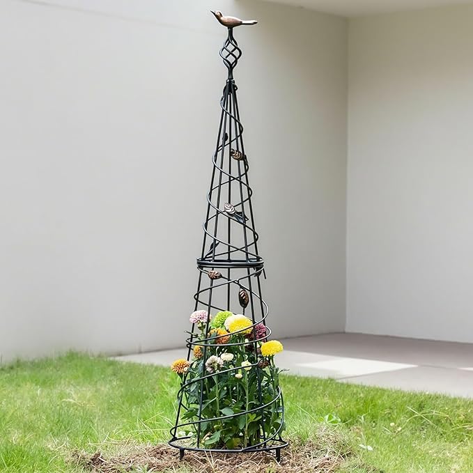 Garden Obelisk 40.5 Inch Metal Trellis by Goooxim