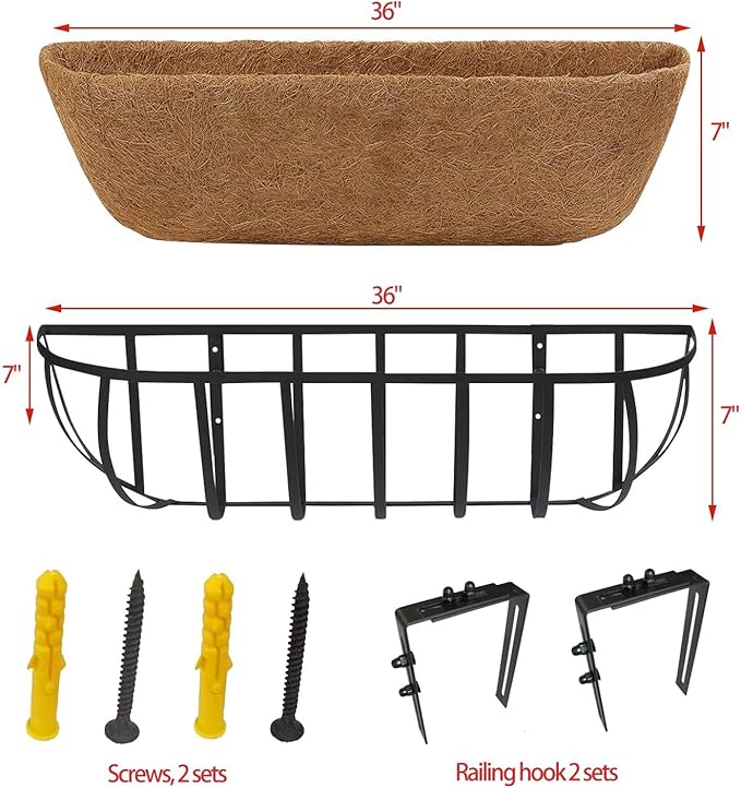 2 Pack 36" Railing Planter Window Box - Image 5