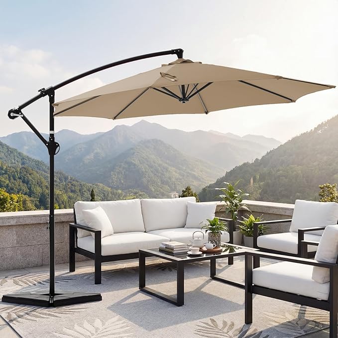 OLIXIS Offset Patio Umbrella, 9.7FT Cantilever Table Umbrellas - Image 7