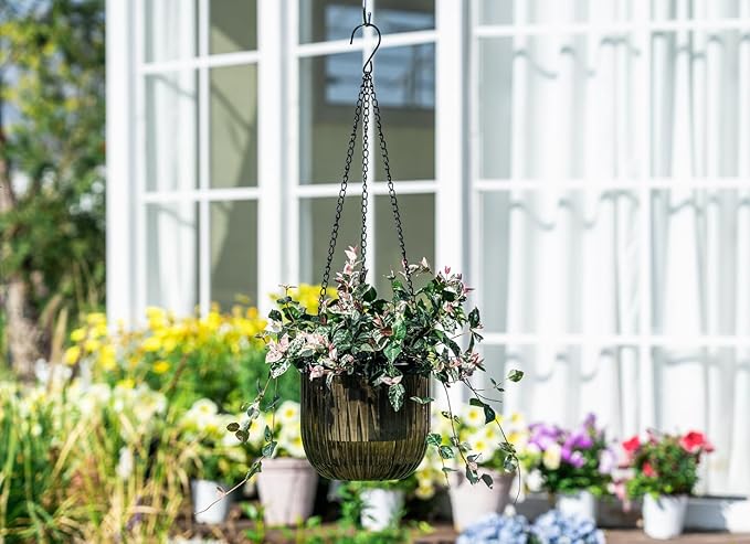 Josteve 6.5 Inch 2 Pcs Self Watering Hanging Planter Indoor Plant Pots Drainage - Image 5