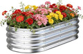 Galvanized Raised Garden Bed Outdoor, Easy Assemble Small Oval Plant Container by Tegarbed