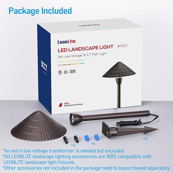 LEONLITE 5CCT Low Voltage Landscape Lights, 12-24V AC/DC, Pathway Lighting Wired - Image 9